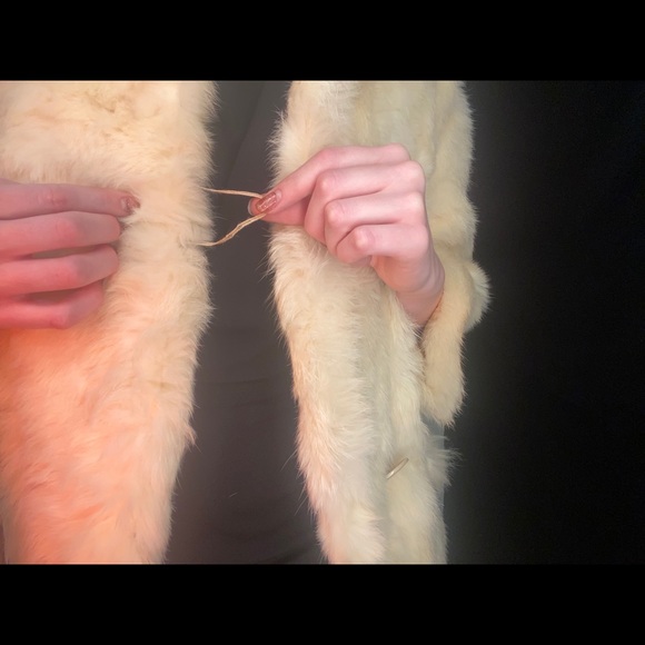 Midi length Rabbit fur coat light yellow small - Picture 9 of 16